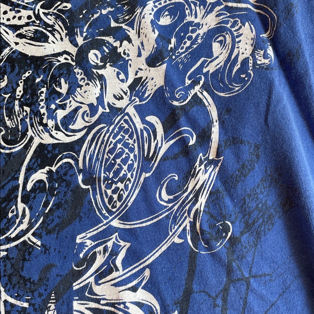INC International Concepts Y2K Affliction Style Blue T-Shirt Men’s Medium - Picture 6 of 6